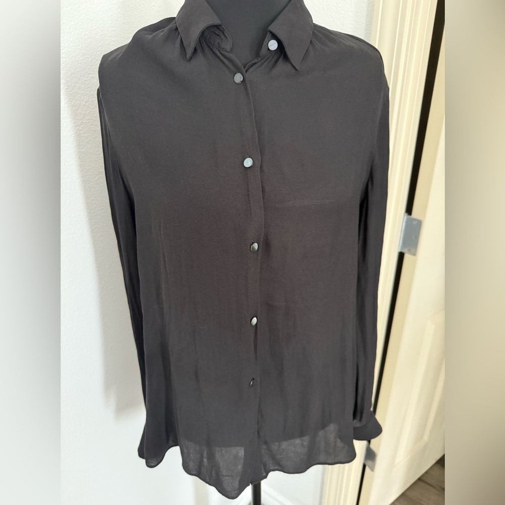 Wilfred Black Sheer Button-Down Shirt